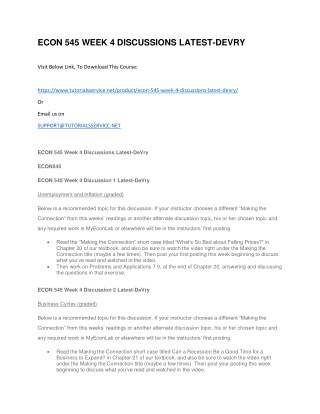 ECON 545 WEEK 4 DISCUSSIONS LATEST-DEVRY