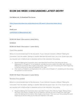 ECON 545 WEEK 5 DISCUSSIONS LATEST-DEVRY