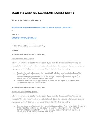 ECON 545 WEEK 6 DISCUSSIONS LATEST-DEVRY