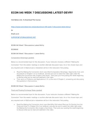 ECON 545 WEEK 7 DISCUSSIONS LATEST-DEVRY