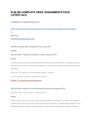 ELM 200 COMPLETE WEEK ASSIGNMENTS PACK LATEST-GCU