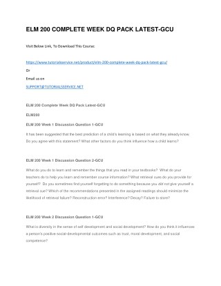 ELM 200 COMPLETE WEEK DQ PACK LATEST-GCU