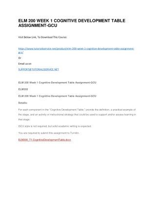 ELM 200 WEEK 1 COGNITIVE DEVELOPMENT TABLE ASSIGNMENT-GCU