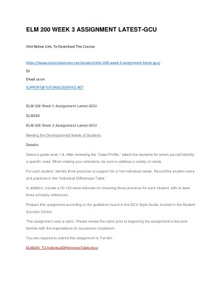 ELM 200 WEEK 3 ASSIGNMENT LATEST-GCU