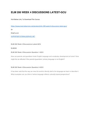 ELM 200 WEEK 4 DISCUSSIONS LATEST-GCU