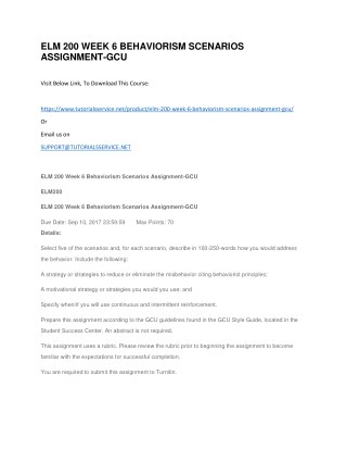 ELM 200 WEEK 6 BEHAVIORISM SCENARIOS ASSIGNMENT-GCU