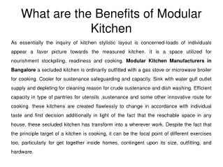 What are the Benefits of Modular Kitchen