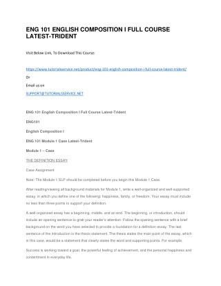 ENG 101 ENGLISH COMPOSITION I FULL COURSE LATEST-TRIDENT