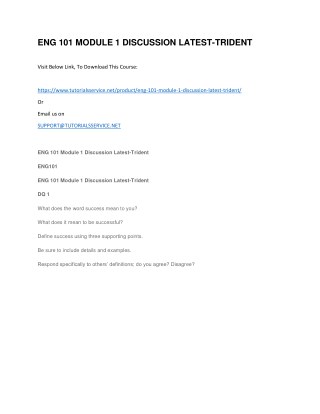ENG 101 MODULE 1 DISCUSSION LATEST-TRIDENT