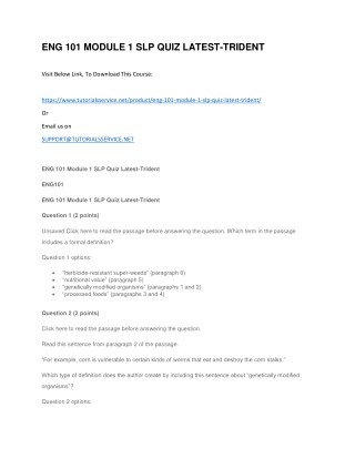 ENG 101 MODULE 1 SLP QUIZ LATEST-TRIDENT