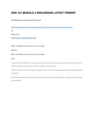 ENG 101 MODULE 2 DISCUSSION LATEST-TRIDENT