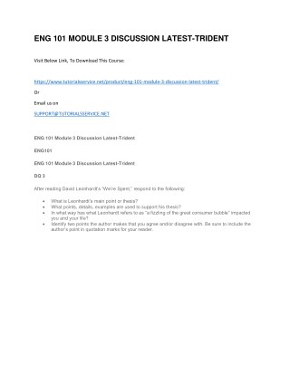 ENG 101 MODULE 3 DISCUSSION LATEST-TRIDENT