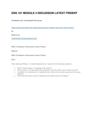 ENG 101 MODULE 4 DISCUSSION LATEST-TRIDENT