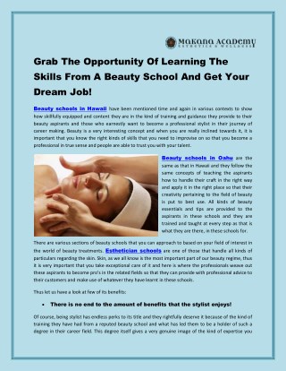 Grab The Opportunity Of Learning The Skills From A Beauty School And Get Your Dream Job! - Makana Academy