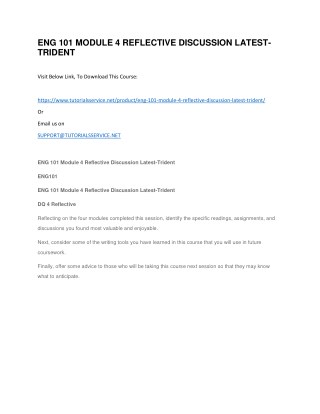 ENG 101 MODULE 4 REFLECTIVE DISCUSSION LATEST-TRIDENT