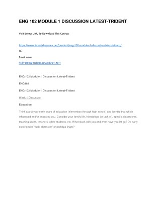 ENG 102 MODULE 1 DISCUSSION LATEST-TRIDENT