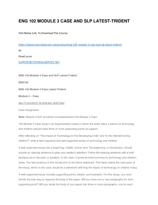 ENG 102 MODULE 3 CASE AND SLP LATEST-TRIDENT