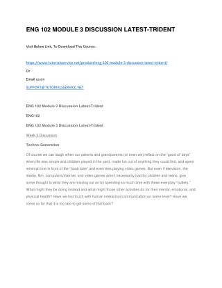 ENG 102 MODULE 3 DISCUSSION LATEST-TRIDENT