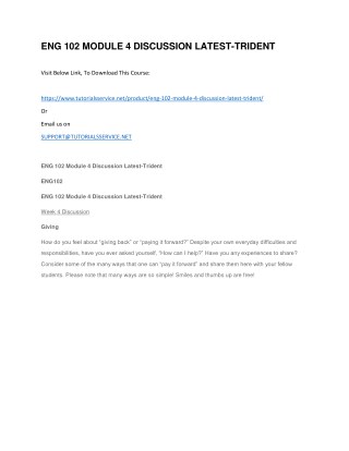 ENG 102 MODULE 4 DISCUSSION LATEST-TRIDENT