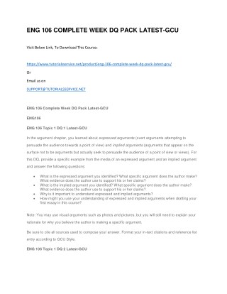 ENG 106 COMPLETE WEEK DQ PACK LATEST-GCU