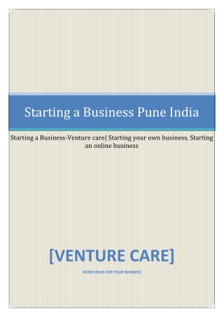 Starting a Business-Venture care| Starting your own business, Starting an online business