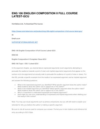 ENG 106 ENGLISH COMPOSITION II FULL COURSE LATEST-GCU