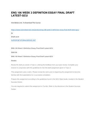 ENG 106 WEEK 3 DEFINITION ESSAY FINAL DRAFT LATEST-GCU