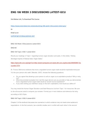 ENG 106 WEEK 3 DISCUSSIONS LATEST-GCU