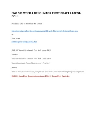 ENG 106 WEEK 4 BENCHMARK FIRST DRAFT LATEST-GCU