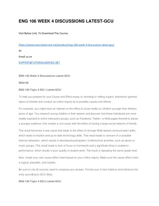 ENG 106 WEEK 4 DISCUSSIONS LATEST-GCU