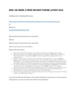 ENG 106 WEEK 4 PEER REVIEW FORUM LATEST-GCU