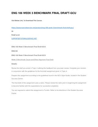ENG 106 WEEK 5 BENCHMARK FINAL DRAFT-GCU