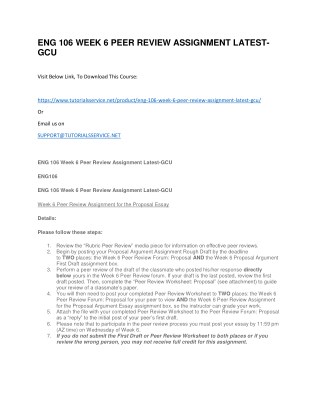 ENG 106 WEEK 6 PEER REVIEW ASSIGNMENT LATEST-GCU