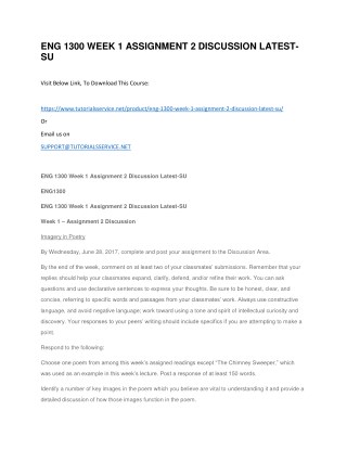 ENG 1300 WEEK 1 ASSIGNMENT 2 DISCUSSION LATEST-SU