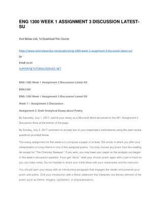 ENG 1300 WEEK 1 ASSIGNMENT 3 DISCUSSION LATEST-SU