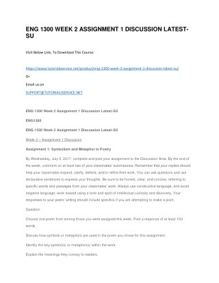 ENG 1300 WEEK 2 ASSIGNMENT 1 DISCUSSION LATEST-SU
