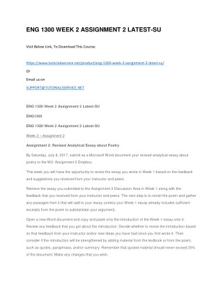 ENG 1300 WEEK 2 ASSIGNMENT 2 LATEST-SU