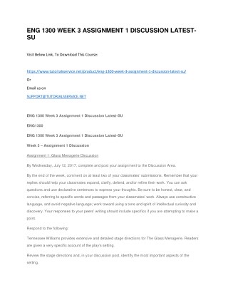 ENG 1300 WEEK 3 ASSIGNMENT 1 DISCUSSION LATEST-SU