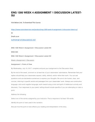 ENG 1300 WEEK 4 ASSIGNMENT 1 DISCUSSION LATEST-SU