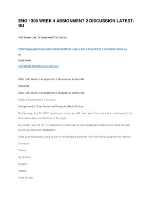 ENG 1300 WEEK 4 ASSIGNMENT 2 DISCUSSION LATEST-SU