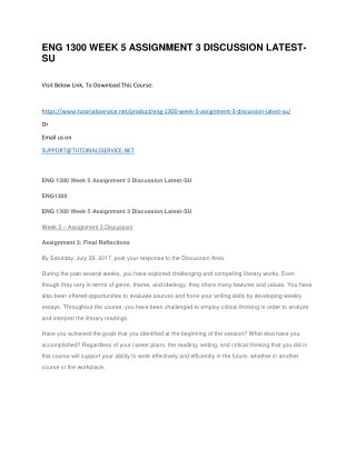 ENG 1300 WEEK 5 ASSIGNMENT 3 DISCUSSION LATEST-SU