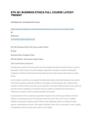 ETH 301 BUSINESS ETHICS FULL COURSE LATEST-TRIDENT