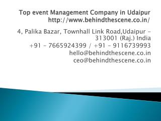 Top event Management Company in Udaipur