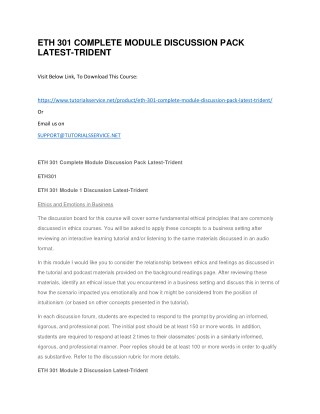 ETH 301 COMPLETE MODULE DISCUSSION PACK LATEST-TRIDENT