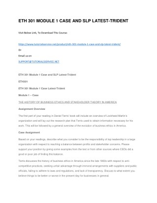 ETH 301 MODULE 1 CASE AND SLP LATEST-TRIDENT