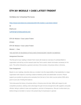 ETH 301 MODULE 1 CASE LATEST-TRIDENT