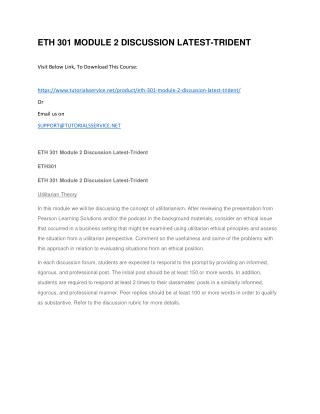 ETH 301 MODULE 2 DISCUSSION LATEST-TRIDENT