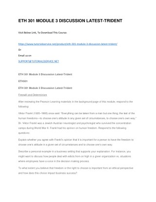 ETH 301 MODULE 3 DISCUSSION LATEST-TRIDENT