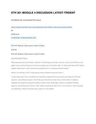 ETH 301 MODULE 4 DISCUSSION LATEST-TRIDENT