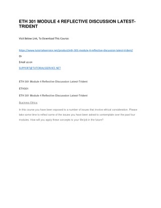 ETH 301 MODULE 4 REFLECTIVE DISCUSSION LATEST-TRIDENT